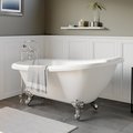 Cambridge Plumbing Clawfoot Acrylic  Slipper Soaking Tub with Faucet Drillings and Polished Chrome Feet AST67-DH-CP